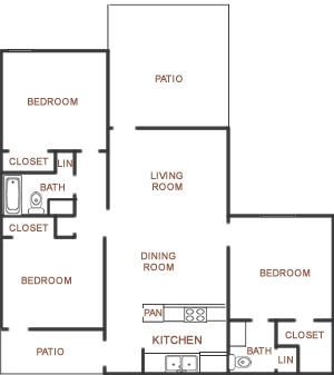Three Bed / 2 Bath - 850_sq ft*